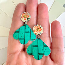 Load image into Gallery viewer, Pink Flowers & Turquoise Trefoil Earrings