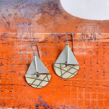 Load image into Gallery viewer, Silver Striped Sailboat Earrings