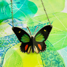 Load image into Gallery viewer, Black Butterfly Upcycled Tin Necklace