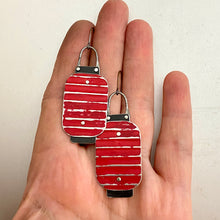 Load image into Gallery viewer, Red Japanese Lantern Tin Earrings
