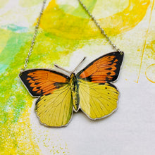 Load image into Gallery viewer, Yellow &amp; Orange Butterfly Upcycled Tin Necklace