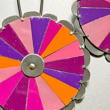 Load image into Gallery viewer, Rave Mandala Purples Tin Earrings