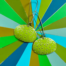 Load image into Gallery viewer, Chartreuse Sea Urchins Upcycled Tin Earrings
