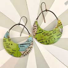Load image into Gallery viewer, Vintage Globe India Crescent Circles Tin Earrings