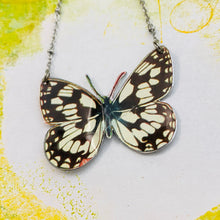 Load image into Gallery viewer, Black &amp; White Butterfly Upcycled Tin Necklace