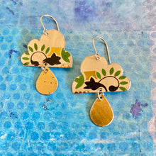 Load image into Gallery viewer, Cream and Gold Rain Clouds Zero Waste Tin Earrings