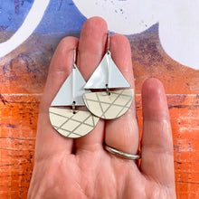 Load image into Gallery viewer, Silver Striped Sailboat Earrings