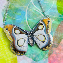 Load image into Gallery viewer, Gray Moth Upcycled Tin Necklace