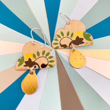 Load image into Gallery viewer, Cream and Gold Rain Clouds Zero Waste Tin Earrings