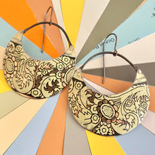Load image into Gallery viewer, Palest Yellow & Gold Crescent Circles Tin Earrings