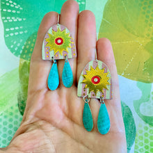 Load image into Gallery viewer, Mixed Vintage Pink, Gold & Turquoise Tin Earrings