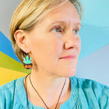 Load image into Gallery viewer, Red Mod Succulents Upcycled Tin Earrings