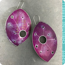 Load image into Gallery viewer, Purple Star Map Upcycled Tin Earrings