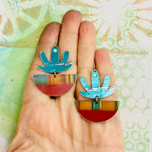 Load image into Gallery viewer, Mod Turquoise Succulents Upcycled Tin Earrings