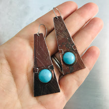 Load image into Gallery viewer, Chocolate & Aqua Domes Zero Waste Tin Earrings