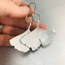 Load image into Gallery viewer, White Ginkgo Leaves Recycled Tin Earrings