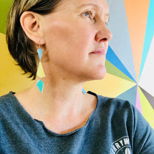 Load image into Gallery viewer, Goldenrod, Bubblegum & Coral Small Narrow Kites Recycled Tin Earrings