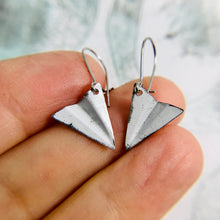 Load image into Gallery viewer, Teeny Tiny White Paper Airplanes Zero Waste Tin Earrings