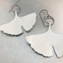 Load image into Gallery viewer, White Ginkgo Leaves Recycled Tin Earrings
