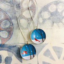 Load image into Gallery viewer, Red Cardinals Blue Sky Large Basin Tin Earrings