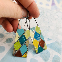 Load image into Gallery viewer, Le Cirque Harlequins Tesserae Arched Wire Tin Earrings