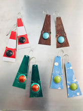 Load image into Gallery viewer, Sky Blue & Spring Green Domes Zero Waste Tin Earrings
