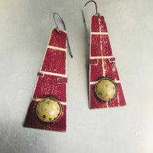Load image into Gallery viewer, Rustic Moons Set in Shimmery Maroon Zero Waste Tin Earrings