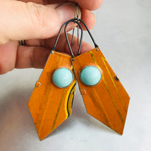 Load image into Gallery viewer, Orange Dreamsicle and Aqua Zero Waste Tin Earrings