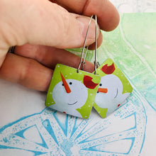 Load image into Gallery viewer, Snowmen & Cardinals Square Upcycled Tin Earrings