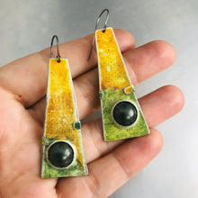 Load image into Gallery viewer, Rustic Orange and Green Zero Waste Tin Earrings