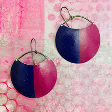 Load image into Gallery viewer, Purple &amp; Red Violet Circles Upcycled Tin Earrings