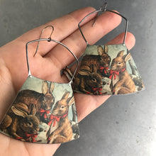 Load image into Gallery viewer, Bunnies! Large Fan Recycled Tin Earrings