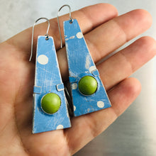 Load image into Gallery viewer, Sky Blue & Spring Green Domes Zero Waste Tin Earrings