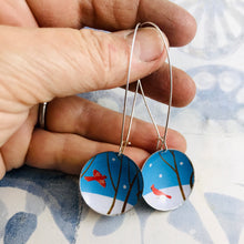 Load image into Gallery viewer, Red Cardinals Blue Sky Large Basin Tin Earrings