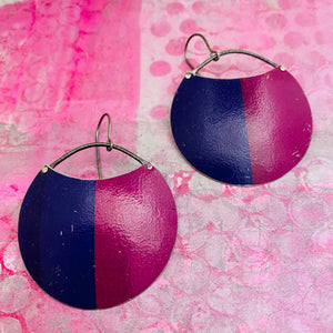 Purple & Red Violet Circles Upcycled Tin Earrings