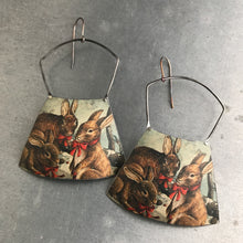 Load image into Gallery viewer, Bunnies! Large Fan Recycled Tin Earrings