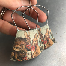 Load image into Gallery viewer, Bunnies! Large Fan Recycled Tin Earrings