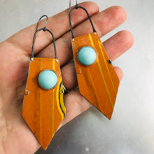 Load image into Gallery viewer, Orange Dreamsicle and Aqua Zero Waste Tin Earrings