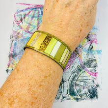 Load image into Gallery viewer, Golden Fenced Upcycled Tesserae Tin Cuff