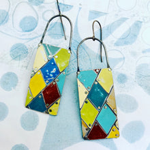 Load image into Gallery viewer, Le Cirque Harlequins Tesserae Arched Wire Tin Earrings