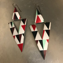 Load image into Gallery viewer, Triangle Cutouts Big Recycled Tin Earrings