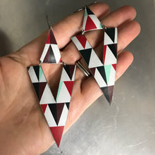 Load image into Gallery viewer, Triangle Cutouts Big Recycled Tin Earrings