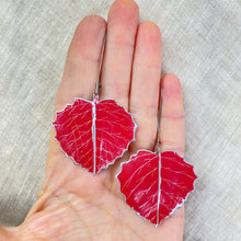 Load image into Gallery viewer, Red Aspen Leaves Tin Earrings