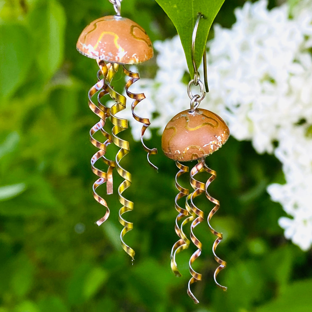 Peachy Metallics Jellyfish Tin Earrings