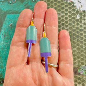 Colonial Blue & Purple Lobster Buoy Earrings