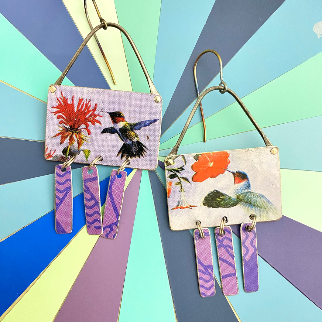 Hummingbird Chandelier Tin Earrings