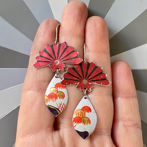 Red Fan Tin Earrings