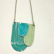 Load image into Gallery viewer, Mixed Greens Etched Arches Tin Necklace