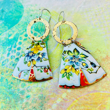 Load image into Gallery viewer, Beautiful Blossoms II Small Fans Tin Earrings