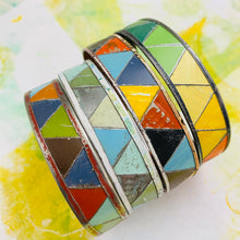 Load image into Gallery viewer, Earth Mother Triangles Tesserae Tin Cuff